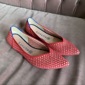 Rothy’s Pointed Flats Red Apple Honeycomb Size 10